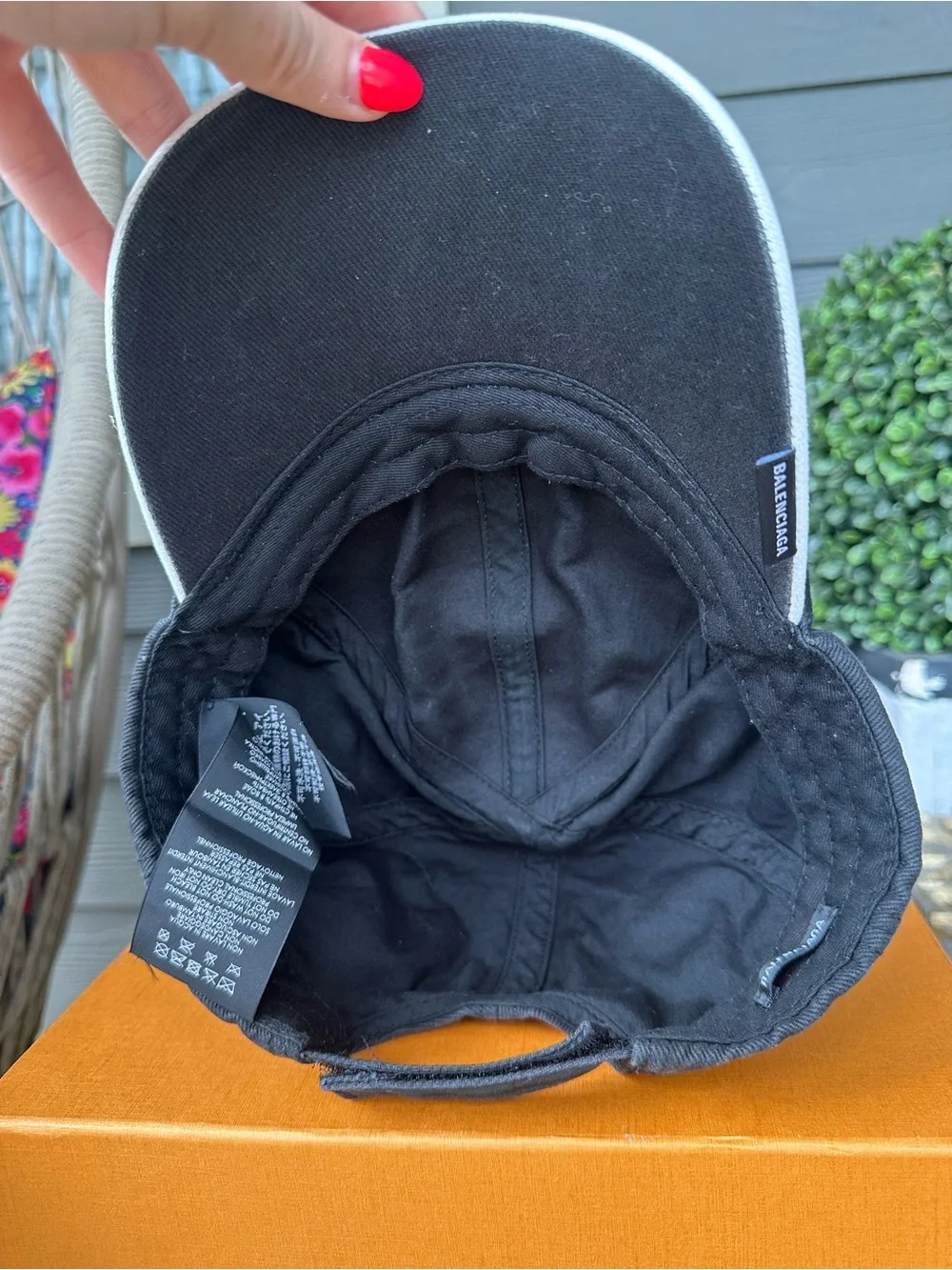 Black and White Balenciaga Embroidered Baseball Cap